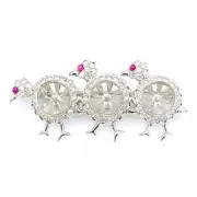 1.26Ct Round Cut Diamond G/VVS2 & Ruby 18k White Gold Bird Brooch
