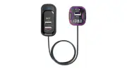 Bluetooth Car FM Transmitter - V5.3, Purple Lighting, Dual USB & Type-C Charging