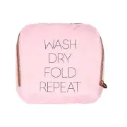 Miamica Soft Travel Laundry Bag with Zipper and Drawstring, Pink, 21” x 22