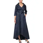 Alex Evenings Portrait Collar Faux Wrap Gown
