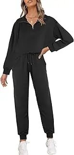 [ELESOL] Sweatsuits for Women Tracksuit Quarter 1/4 Zip Track Suits Set 2 Piece Outfits Casual Jogger Set