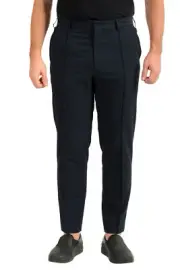 Hugo Boss Men's "Paco-WG" Comfort Print Blue Plaid Flat Front Casual Pants