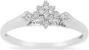 [LXR] 10K White Gold Diamond Cluster Ring