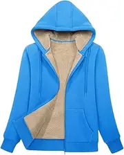 [Generic] Women's Solid Color Casual Hooded Fleece Sweatshirt Jacket Solid Color Casual Thick Warm Open Top Coat
