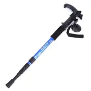 Folding Walking Stick Telescopic Adjustable Antishock Hiking Grip Pole Trekking Blue