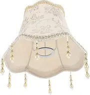 Outanaya Formal Living Room Lamp Shade Fabric Bead Pendant Pattern Tassel Bedside Lamp Shade