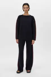 Zagara Button Shoulder Sweater in Navy Dark Sepia - CAMILLA AND MARC® C&M