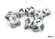 Polyhedral Lab Dice - 7D Marble Calcite/black (with Bonus Die)