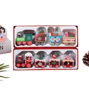 NNETM 1pc Christmas Train Painted Wooden Toys Table Top Ornament Home Decoration, Christmas Gifts, Party Favors