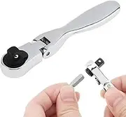 1/4 Inch Mini Ratchet Wrench Screwdriver Chrome Vanadium Steel Reversible 72 Teeth 2 In 1 Socket Batch Head Quick Wrench with Square Head, Socket