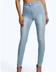 BOOHOO LARA High Waist TUBE Jeans US SIZE 4 LIGHT BLUE $42.00