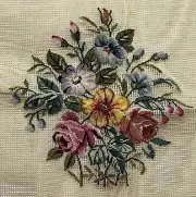 Preworked FLOWERS Ensemble Needlepoint Canvas 100% Petit Point 8.75" x 8.5" 3317