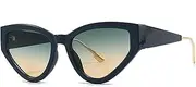 [HMKING] Small Retro Triangle Sunglasses for Women Men Trendy Driving Sun Glasses UV400 Shades Reflective Lens Sunnies, Green, M