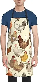 LHBWCVN A Brood of Chickens Apron for Adults, Waterproof Cooking Aprons with 2 Pockets, Adjustable Bib Apron for Dishwashing, Long Kitchen Apron for Women Men Work Aprons for Dog Grooming, Black