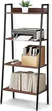 RUNTOP Industrial Bookshelves and Bookcases, Ladder Shelf 4 Tiers with Metal Frame for Living Room, Home Office, Storage Racks and Shelving, Freestanding Display Plant Shelves, Rustics Brown