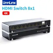 4K HDMI Switch 8 In 1 Out Video Switcher 8 Ports for Host Laptop PS3/4/5