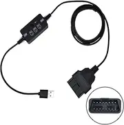 JEUCLEL USB Powered Vehicle OBD II Connector Memory Saver with Buzzer, Car ECU Emergency Power Supply Cable, Automotive Battery Replacement/Disconnect Tool, Save Settings During Battery Removal