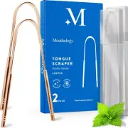 Copper Tongue Scraper for Adults (2 Pack), Reduce Bad Breath, Metal Tongue Sc...