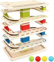 Wooden Ball Run Toy | 8-Tier and 4 Balls Drop and Roll Tower,Ramp Whirling Marble Runs Wooden, Wooden Toddler Toys, Birthday Gift, Toys for 1-3 Year Old Boy and Girl Borato