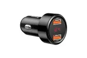 Baseus 45W Fast Charging Car Charger PD3.0 USB Cigarette Lighter Adapter-Dual USB-Black