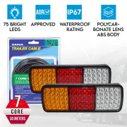 Elinz 2x LED Tail Lights Stop Reverse Turn Indicator 12V Caravan Truck 30M Narva 7 Core Trailer Cable