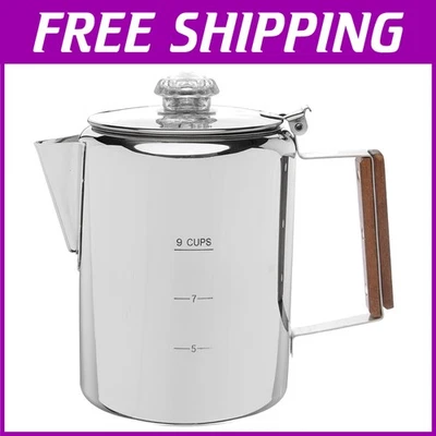 Bozeman Stainless Steel 9-Cup Percolator Coffee Pot - No Plastic, No Compromise