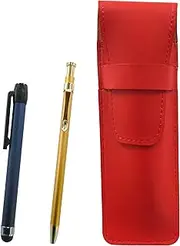 Slim cowhide leather pen case red metal touch stick blue and slim 60 ballpoint pen gold set ASR-ALL-SV60KBP