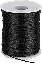 1.5mm x 110 Yards Black Nylon Satin Cord for Jewelry Making, Macrame, Waxed Trim, Braided Beading, Lanyards, Crafts