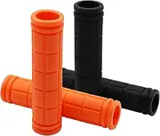 Bike Handlebar Grips WorthPlanet 2 Pairs Non-Slip Soft Rubber Bicycle Handle Grips for BMX, MTB, Scooter, Kids Bike, Mountain and Road Bike W120040 (Orange+Black)
