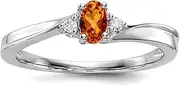 [JewelryWeb] 925 Sterling Silver Rhodium Plated Citrine Ring Band Style-Ring for Women