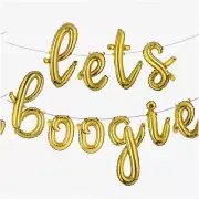 Disco Delight Balloon Banner - 16" Lowercase L Lets Boogie Gold - Perfect for 70