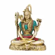 Hindu God Lord Shiva in Meditation Posture Gemstone Figurine Showpiece 8 inches