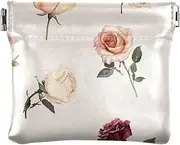[FRODOTGV] Unique Rose Beige Women Men Leather Coin Purses Waterproof Mini Change Wallet Coin Pocket for Girls Women Ladies, Unique Rose Beige, 4.33"(L) x 3.74"(W) x 0.39"(H), Classic