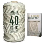 Macrame Cord 4mm x 110Yards Easy Tutorial Videos Premium Single Strand Cotton...