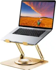 Laptop Stand for Desk, Adjustable Computer with 360° Rotating Gold