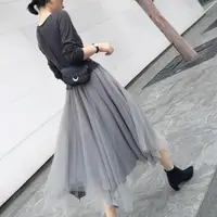 在飛比找松果購物優惠-韓國官網同款 層層褶皺網紗半身裙蓬蓬裙蛋糕裙女紗裙CNTOP
