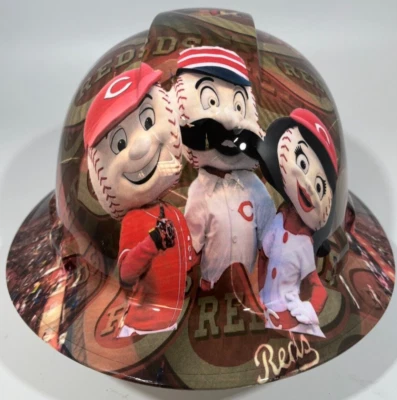 New Full Brim Hard Hat Custom Hydro Dipped CINCINNATI REDS