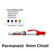 Artline CLIX EK-93 Permanent 4mm Chisel Retractable Marker Pen Style RED B277