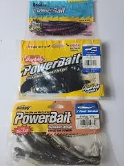 Bass Fishing Lot 3pk Berkley Powerbait 5" Jerkshad Shiner Chigger Craw Worm BA42