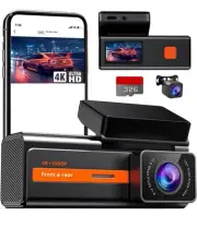 Dash Cam Front and Rear, 4k+1080P Dual Dash Camera for Cars, 1.5” WiFi Mini