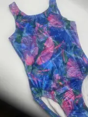 Bloch Dynami girls gymnastics dance tank leotard metallic pink blue MED 8 10