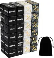 48 Pieces Abilities Keywords Counter Dice Black MTG Dice Counters Bulk Creature Stats Buff Tokens Dice Set for Magic The Gathering, MTG, TCG, Card Games Accessories