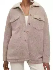 Z Supply Jordan Jacket Women Sz L Heather Latte Sherpa Lined Warm Jacket NEW