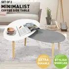 2 Piece Nest Of Coffee Table Sets Side Bedside Wood Grey White