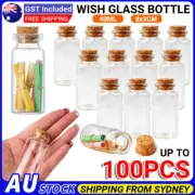 Up To 100x 40ml Glass Vials Container Bottles With Cork Top Mini Wish Bottle Jar