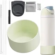 6 Pcs Accessories for Owala Cup 24-40oz,1 Boot,2 Replacement Straws,1 Straw Brush,1 Lid Stopper, 1 Top Button Included, Silicone Boot (Iced Breeze, 40oz)