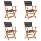 vidaXL Folding Garden Chairs 4 pcs Black Solid Eucalyptus Wood and Textilene BMG
