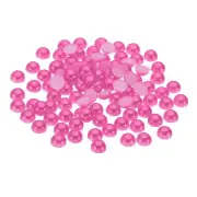 600Pcs Flatback Pearls Beads, 8mm Flatback Pearls, Rose Red