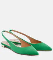 [Aquazzura] Aquazzura Purist suede slingback flats AU 7 green