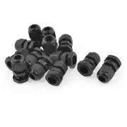 12 Pcs Water Proof PG9 Plastic Cable Glands Fasteners Black